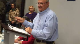 State Sen. Luke Kenley answers questions during a town hall meeting in Carmel.