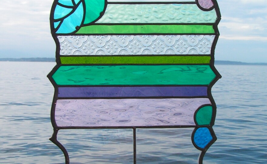 Joby Shimomura's stained glass work at Alki Beach in West Seattle.