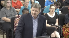 Mike Klinetobe, a Republican candidate running for a District 2 seat on the Winston-Salem/Forsyth County Board of Education, spoke at a school board meeting back in May.
