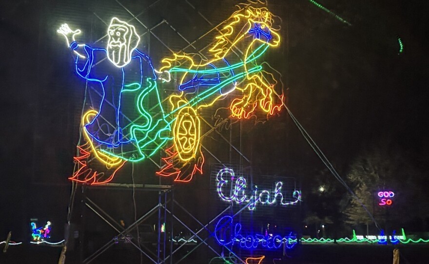 Each light display is hand drawn and wired by a volunteer. The displays are often multi-piece and have moving parts.