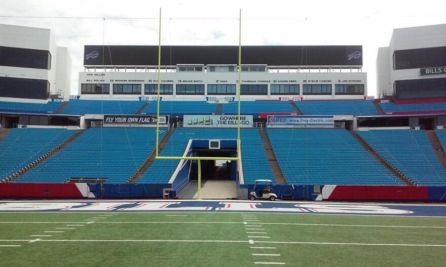 A view of New Era Field, the home of the Buffalo Bills since 1973, from the playing field. Pegula Sports & Entertainment has hired a firm to help them study needs and improvements for both the Bills' and Sabres' home venues. In the case of the Bills, it includes exploring a new stadium.