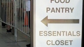 Entrance to the St. Vincent's location on Eureka and 4th, with a sign that shows which line is for what service.