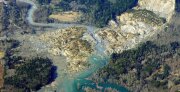 A massive mudslide on March 22, 2014 in Oso, Washington killed 43. Pictured here is the mudflow taken on Monday, March 24, 2014.