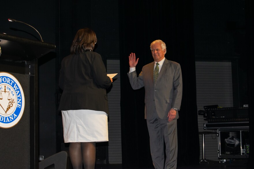 Fort Wayne Acting Mayor Karl Bandemer sworn in as deputy mayor, the position he held in the late Mayor Tom Henry's administration and one he will hold again in Mayor Tucker's administration.