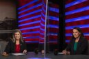 Republican Sen. Joni Ernst (left) and Democratic challenger Theresa Greenfield sitting in Iowa PBS's Johnston studios.