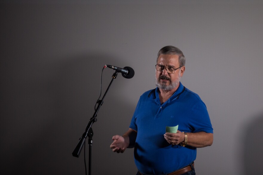 Bill Wadford speaks at a live story-telling event in Fayetteville, N.C.