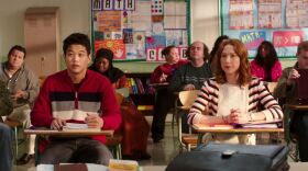Dong (Ki Hong Lee) and Kimmy (Ellie Kemper), right after they meet.