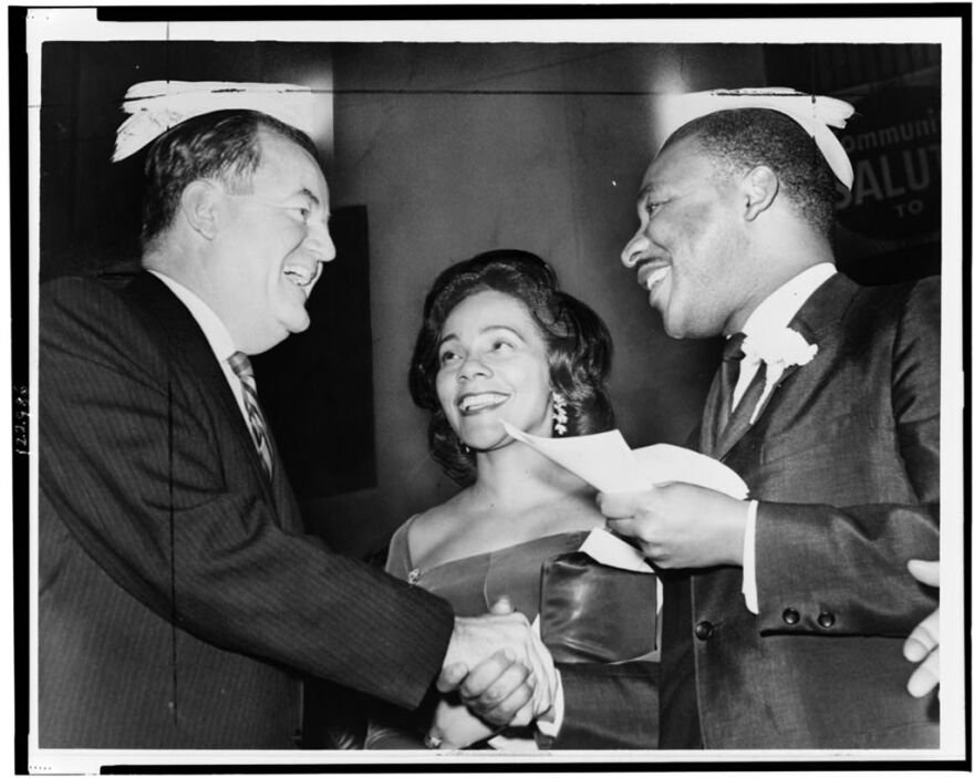 Hubert Humphrey with Dr. Martin Luther King Jr. and Coretta Scott King, ca. 1965