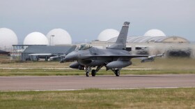 A F-16 Fighting Falcon from the Colorado Air National Guard's 140th Wing takes off from Buckley Air Force Base on Friday, May 15, 2020, in Aurora, CO.