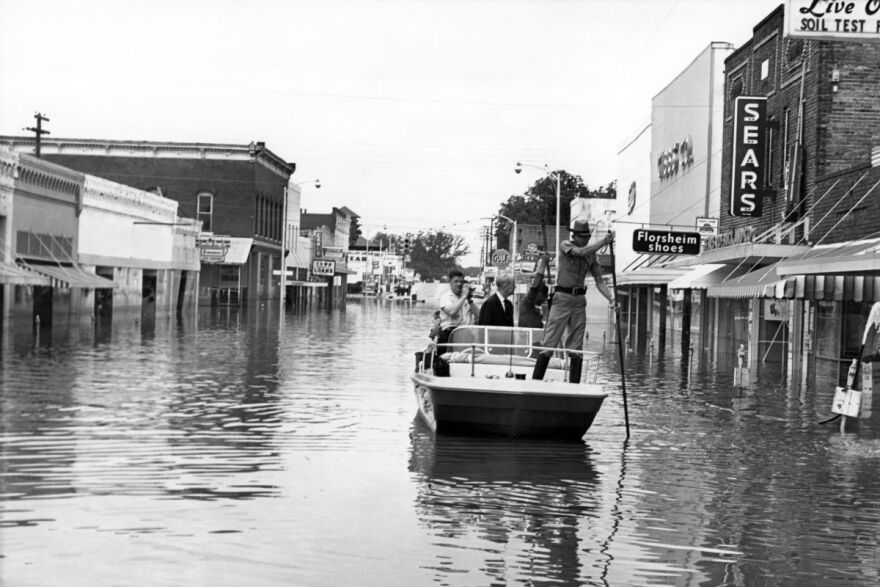 Then-Gov. Farris Bryant tours Live Oak after historic flooding from Hurricane Dora in 1964. Local shopkeeper William James McCullers Sr. thought the flooding would be a once-in-a-lifetime event, but Live Oak has since faced two more floods.