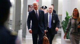 Vice President Biden walks through the Senate Subway on his way to meetings at the U.S. Capitol on Monday.