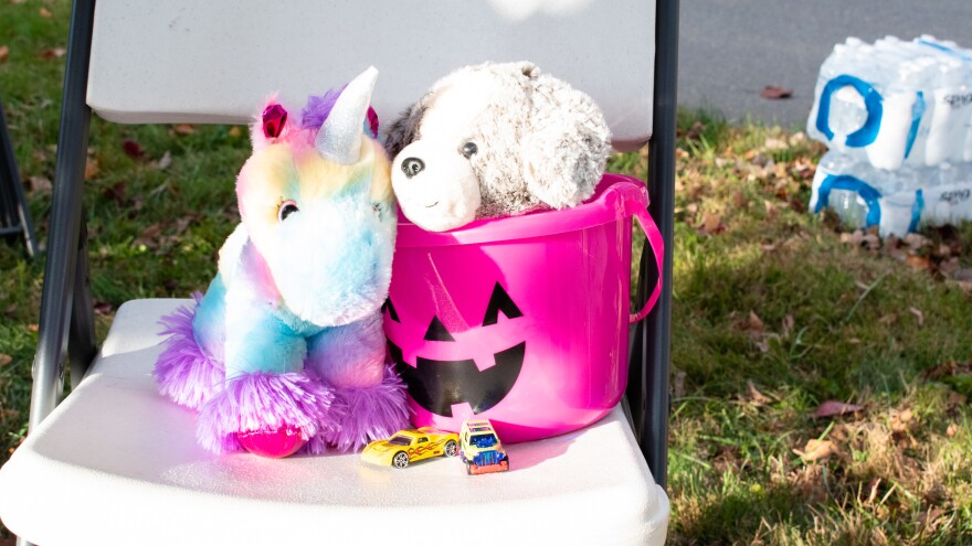 CERT volunteers kept toy cars and stuffed animals for lost kids to play with while they waited on their parents to find them.