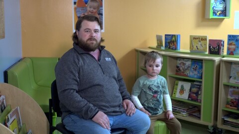 Ben Studer and his son Boone at the Easterseals Redwood facility in Kentucky