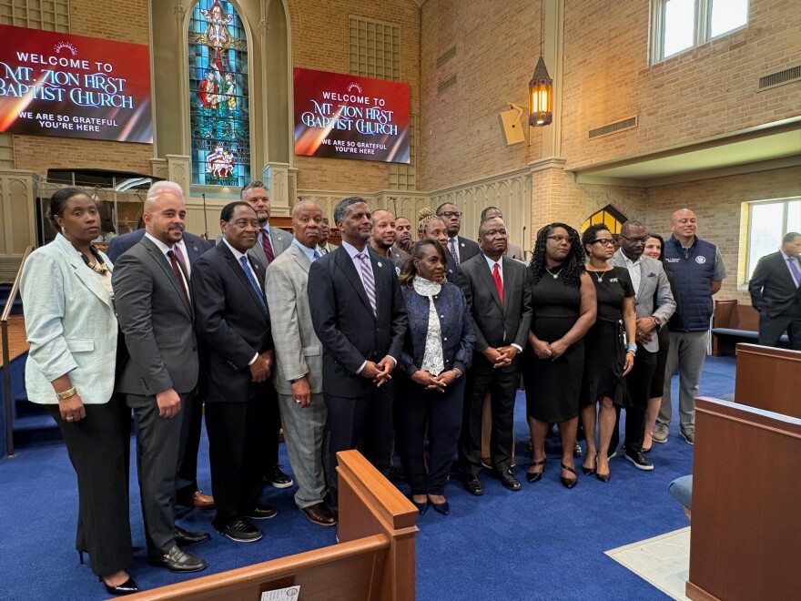 Louisiana Democratic lawmakers hold a joint press conference in opposition to the US House races being suspended.