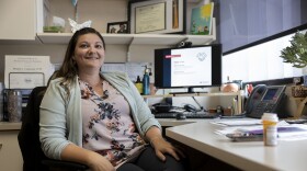 Brianna Czaikowski, a Marshfield Medical Center family nurse practitioner, says expanded telehealth options during the pandemic have proved “really beneficial” for her rural patients, despite some limitations. She is shown on July 26, 2023, in Marshfield, Wis.