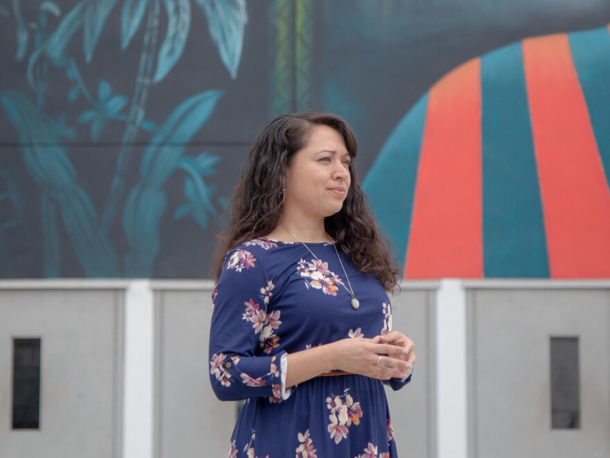 Government and social studies teacher Elizabeth Mora outside the Robert F. Kennedy Community Schools.