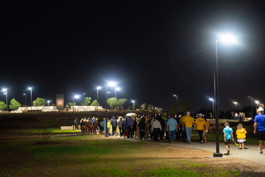 Dozens turned out for the unveiling of the Bright Star Memorial and the surrounding plaza on Aug. 27.