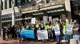 Community organizations gather in front of City Hall Tuesday, October 26 calling for Jacksonville City Council to reinstate the Safer Together committee.