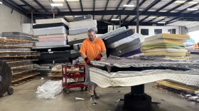 Mattresses come into the facility and get broken down into its more easily recyclable components, as seen in this June 25, 2026 photo.