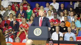 President Donald Trump addressed the crowd at Airport High School in West Columbia. 