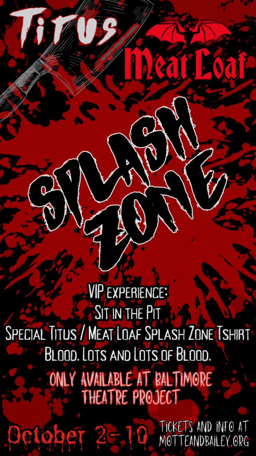 blood-spattered show poster for TITUS-MEAT LOAF