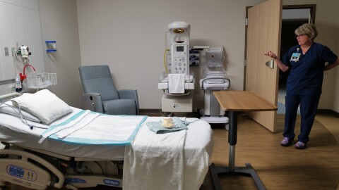 Cheryl Simpson, clinical nurse manager at Sentara Albemarle Medical Center, the hospital’s labor, delivery, recovery and postpartum unit, where mothers remain in the same room throughout childbirth and recovery.