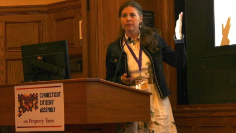 Hélène Landemore at the inaugural meeting of the Citizens’ Assembly in July.