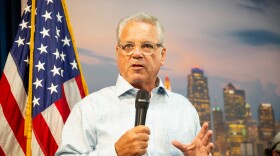 Rep. Mark Alford speaks to supporters at his campaign headquarters in Raymore, Missouri on August 4, 2026.