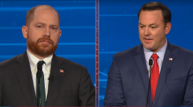 Charlie Bailey (D) and Burt Jones (R), candidates for Lieutenant Governor, at an Atlanta Press Club debate on October 18, 2022.
