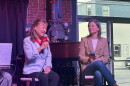 Republican Lily Tang Williams (left) and Democratic Congresswoman Maggie Goodlander speak at a forum hosted by NHPR and the Granite State News Collaborative in Keene, Oct. 15, 2026.