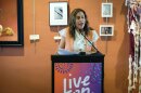 Multicultural Counseling Center Executive Director Karla Arroyo speaks at the launch of the “Live On Spanish Playbook” to help prevent suicide in Utah’s Spanish-speaking communities, Oct. 10, 2023.