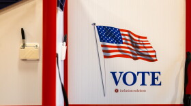 A voting booth equipped with sharpie markers rests inside the city of Saginaw's YMCA, which served as a polling location for the August 4 primary election.