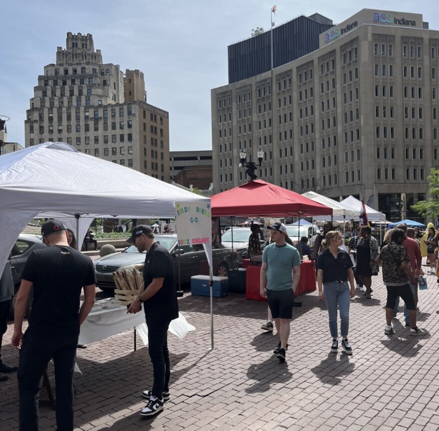 The Original Farmer's Market opens on Monument Circle.