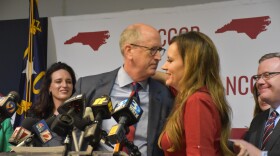 Tricia Cotham announcing her switch to Republican at a press conference in Raleigh on April 5, 2023.