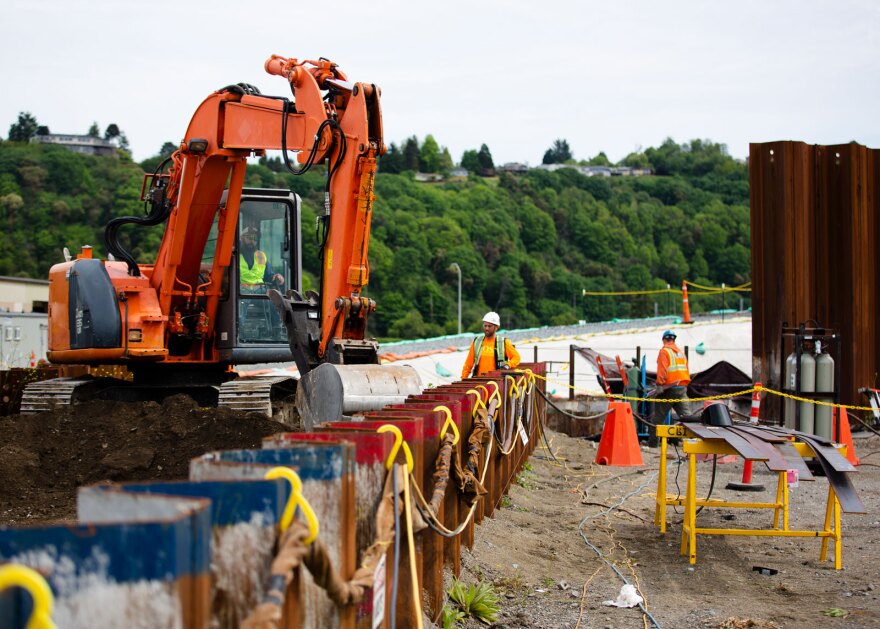 Construction continues at Tacoma's LNG site, where the project is halfway finished. It awaits a construction permit from the Puget Sound Clean Air Agency.