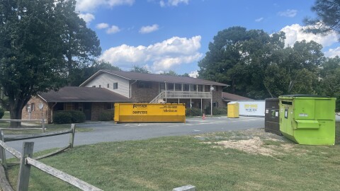 One of several buildings in Camelot Village in Chapel Hill where residents had to evacuate due to flooding from Tropical Storm Chantal. Taken on Sept. 4, 2025. 