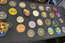 Several of the different parking meter artworks that will be shown at The Oblivion Gallery, pictured on Sept. 28, 2026.
