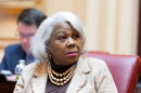 Virginia Senate President pro tempore Louise Lucas, D-Portsmouth, listens to debate on the Senate floor, Feb. 17, 2026, in Richmond, Va.