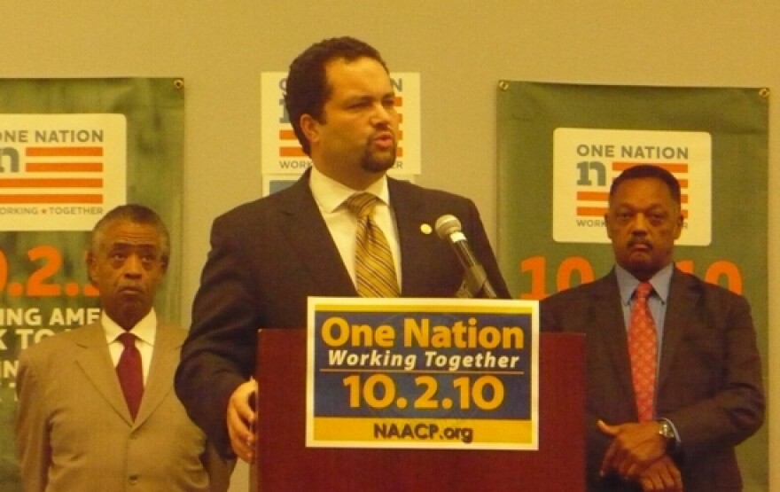 Reverend Al Sharpton, NAACP President Benjamin Todd Jealous and Reverend Jesse Jackson. Photo by Sylvia Maria Gross / KCUR.