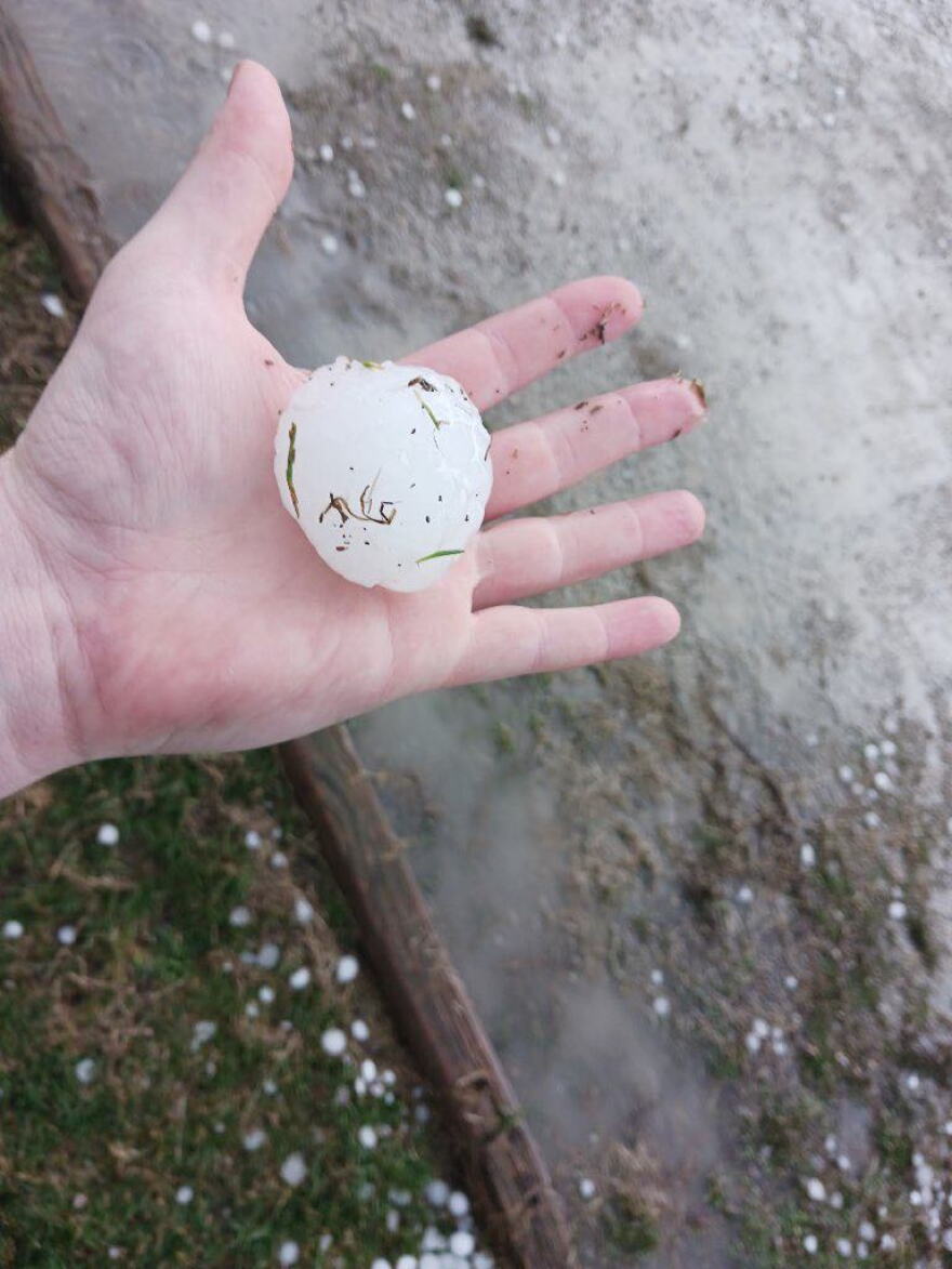 Hail and storm damage spotted Friday in Roanoke.