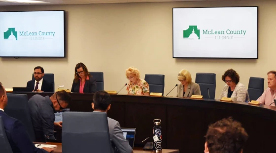 The McLean county board members meet at the council chambers in the government center in downtown Bloomington