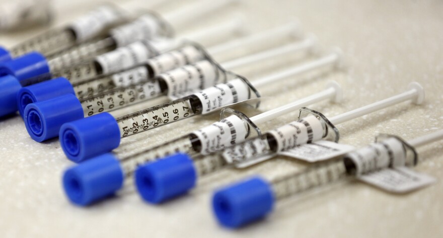 Syringes of fentanyl are shown in an inpatient pharmacy. North Carolina Attorney General Josh Stein said Wednesday he wants additional staff for his office to combat fentanyl trafficking. (AP Photo/Rick Bowmer, File)