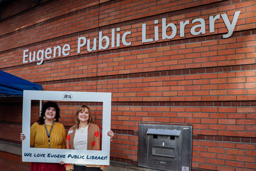 EPLF staff outside the Eugene Public Library downtown branch.