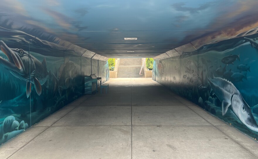 The tunnel connects downtown Petoskey to Bayfront Park. (Photos: Michael Livingston/IPR News)