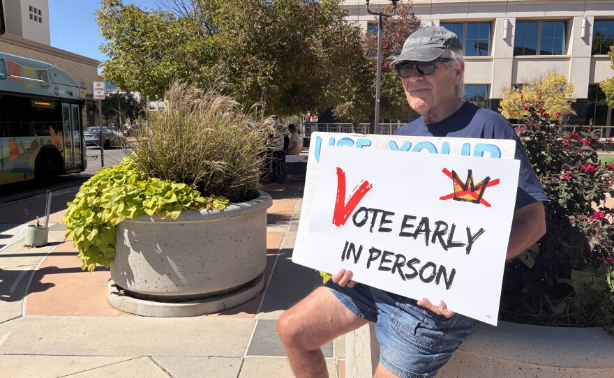 Dean Strasberger encouraged New Mexicans to know whose on their ballot before voting on Wednesday October 7, 2026 on the first day of early voting for the general election on November 3, 2026.