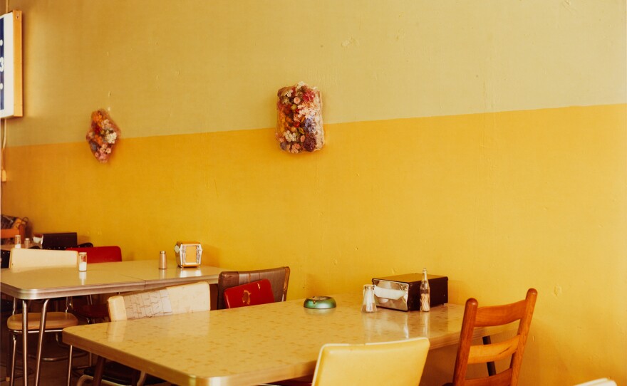 William Eggleston, Untitled, 1976; from the series<em> Election Eve, </em>with the recipe: <a href="#grits">William Eggleston's Cheese Grits Casserole</a>.