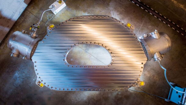 A superconducting magnet used by Commonwealth Fusion Systems in development of a commercially viable fusion reactor.