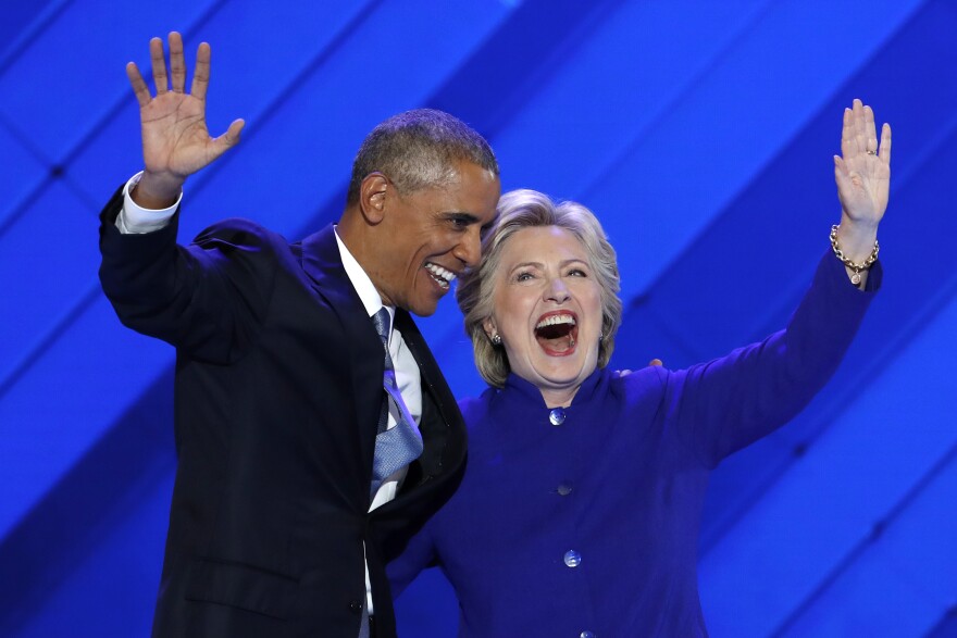 An image of President Obama and Democratic presidential nominee Hillary Clinton