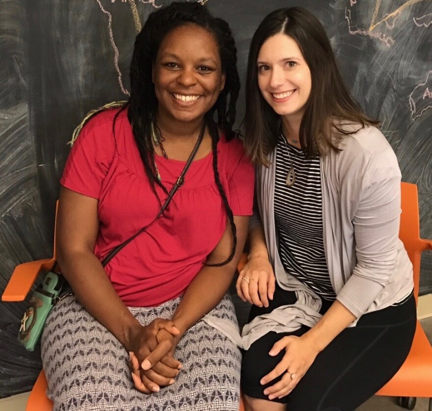 Yoga Fest co-organizers Brandi Rollins and Kathleen Ammon.