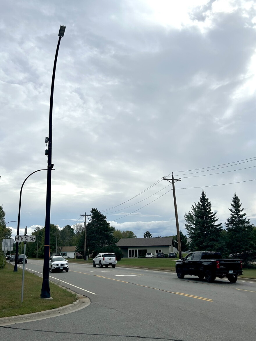 Traffic in Grand Rapids drive by one of the Grand Rapids Police Department's nine Flock Safety cameras on Wednesday, Sept. 16, 2026.